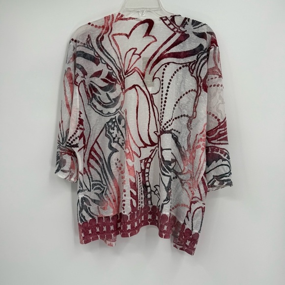 Chico’s NWT Tie-dye Look Jacquard Sheer Jacket Size 2(L) Open Front 3/4 Sleeves - Picture 8 of 11